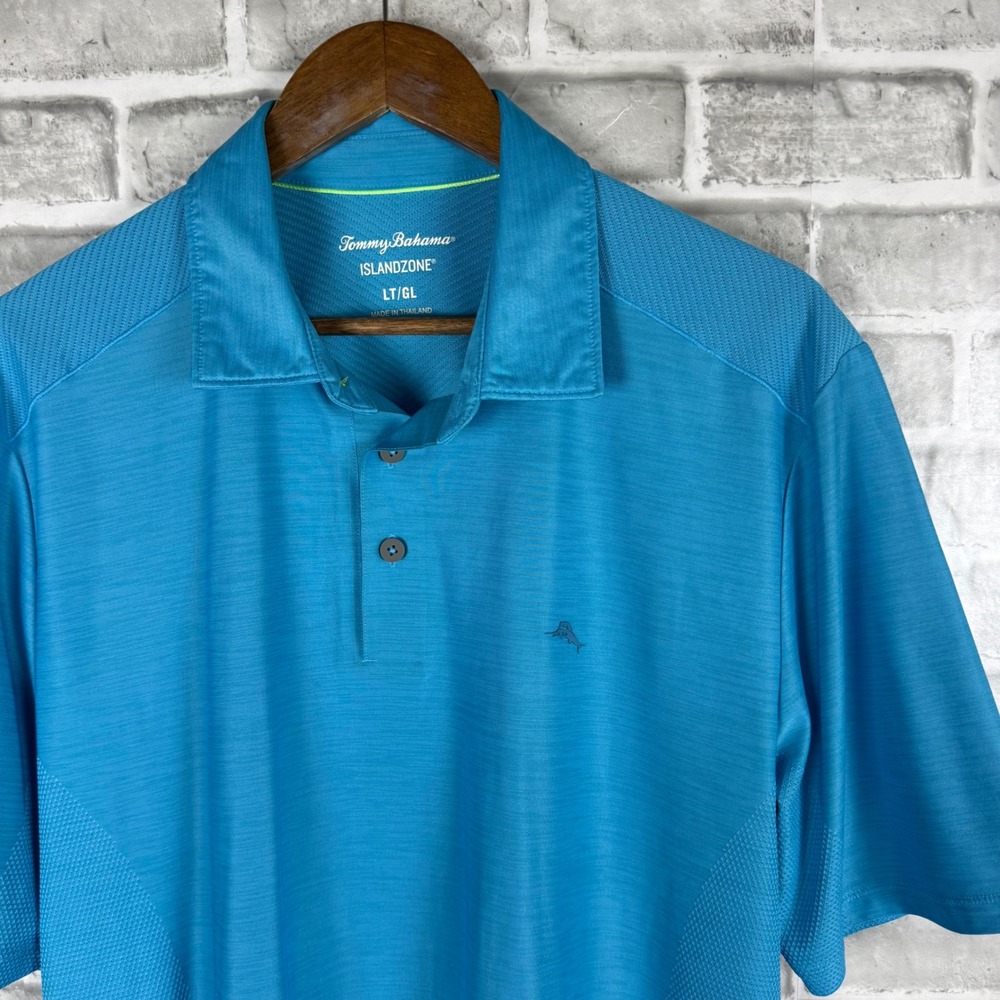 Tommy Bahama IslandZone Mens LT Blue Short Sleeve Recycled Polyester Polo Shirt